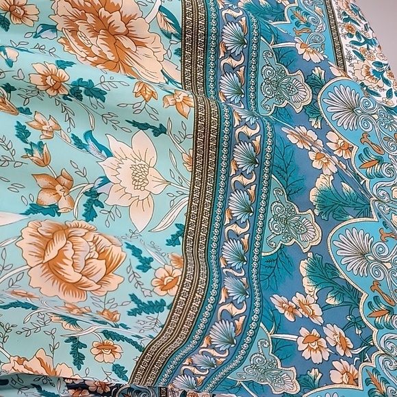 Boho floral off shoulder blouse Teal - Picture 7 of 7